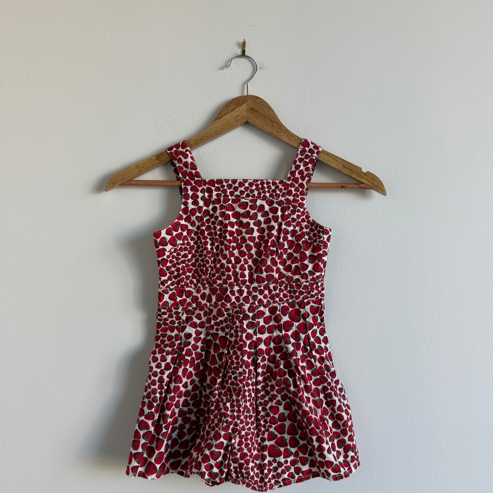 Crewcuts Strawberry Print Cotton Romper Size 5 - Picture 2 of 10